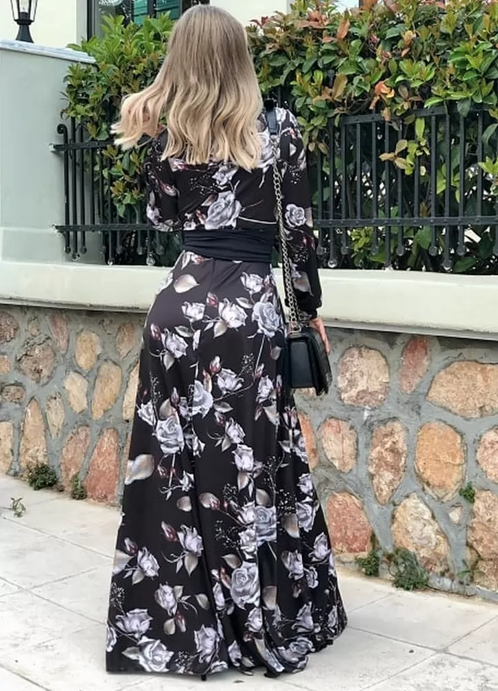αέρινο maxi φόρεμα με ζώνη - Parizianista.gr