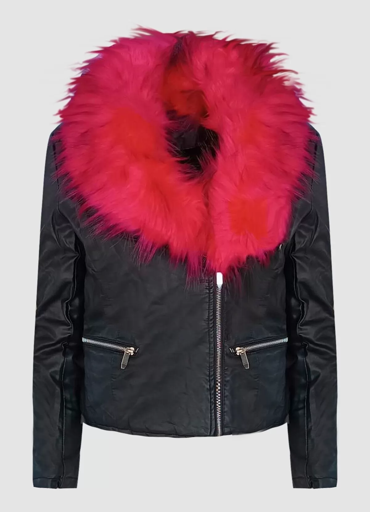δερματίνη jacket με φούξια αφαιρούμενη γούνα στο γιακά - Parizianista.gr