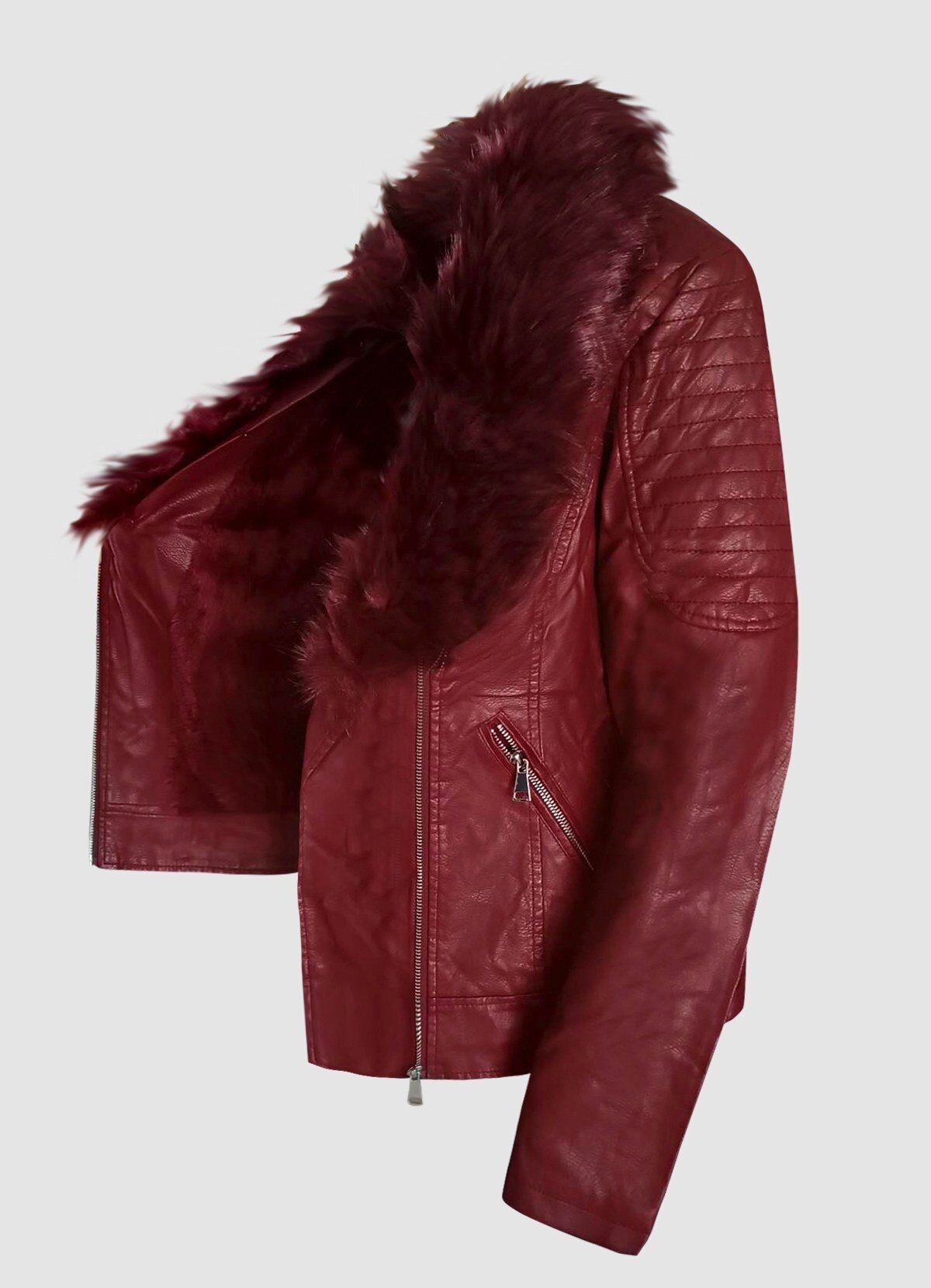δερματίνη jacket με γούνα στο γιακά plus size F/W 2022/23 - Parizianista.gr