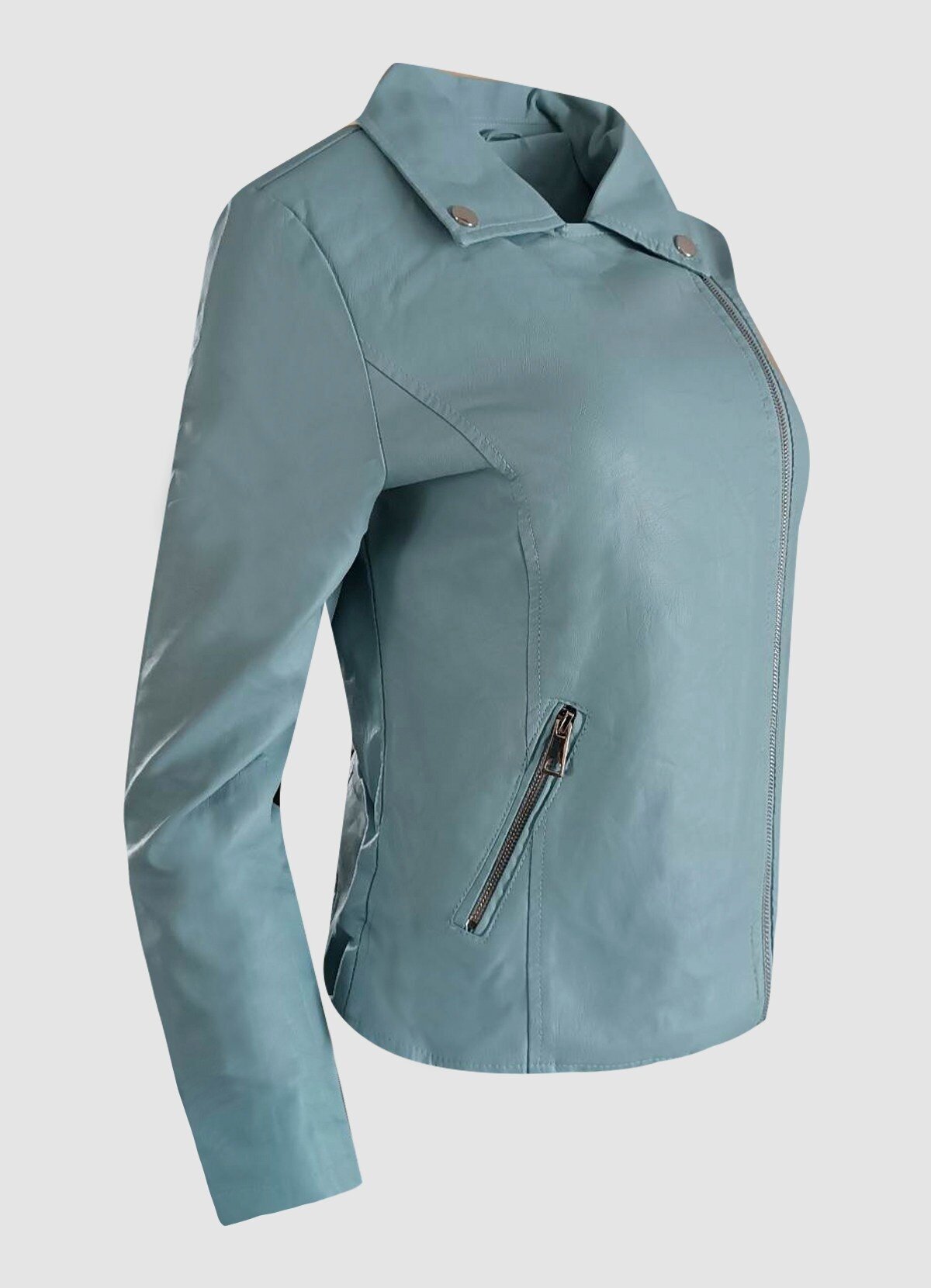 δερματίνη μεσάτο jacket με λοξό φερμουάρ - Parizianista.gr
