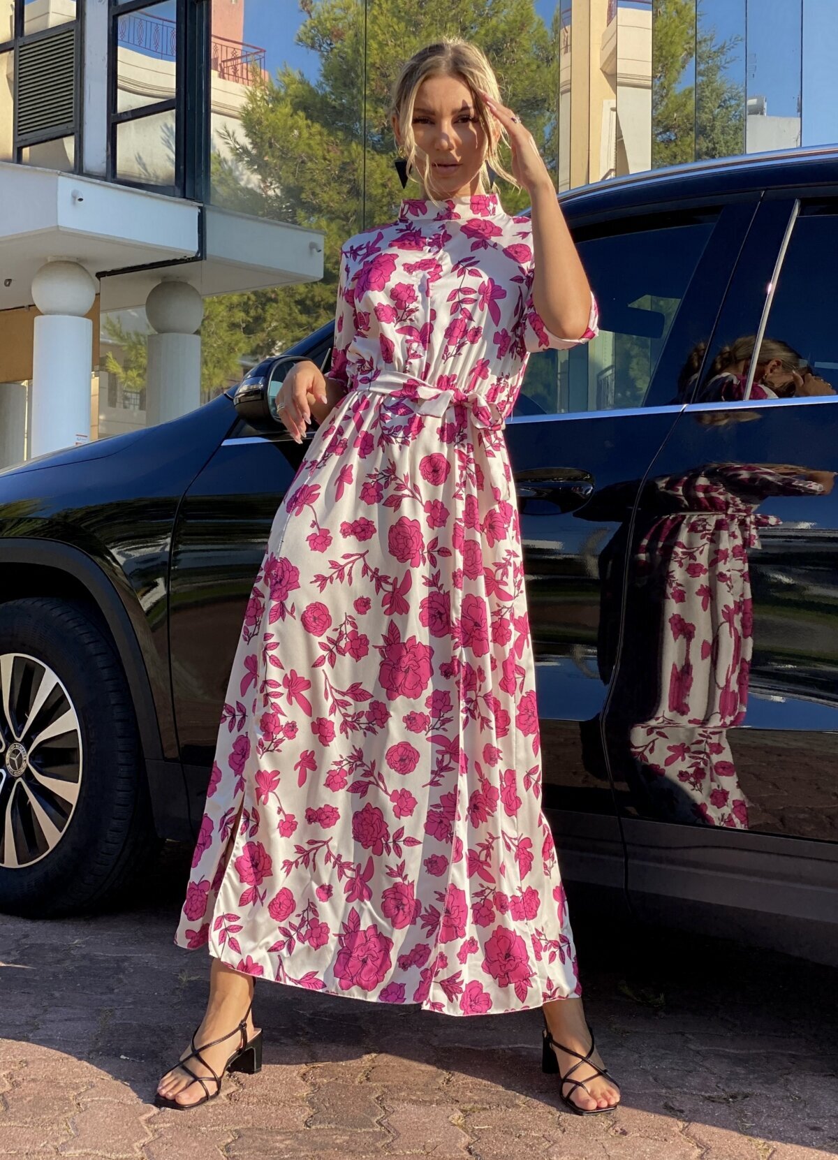 floral maxi φόρεμα με σκισίματα - Parizianista.gr