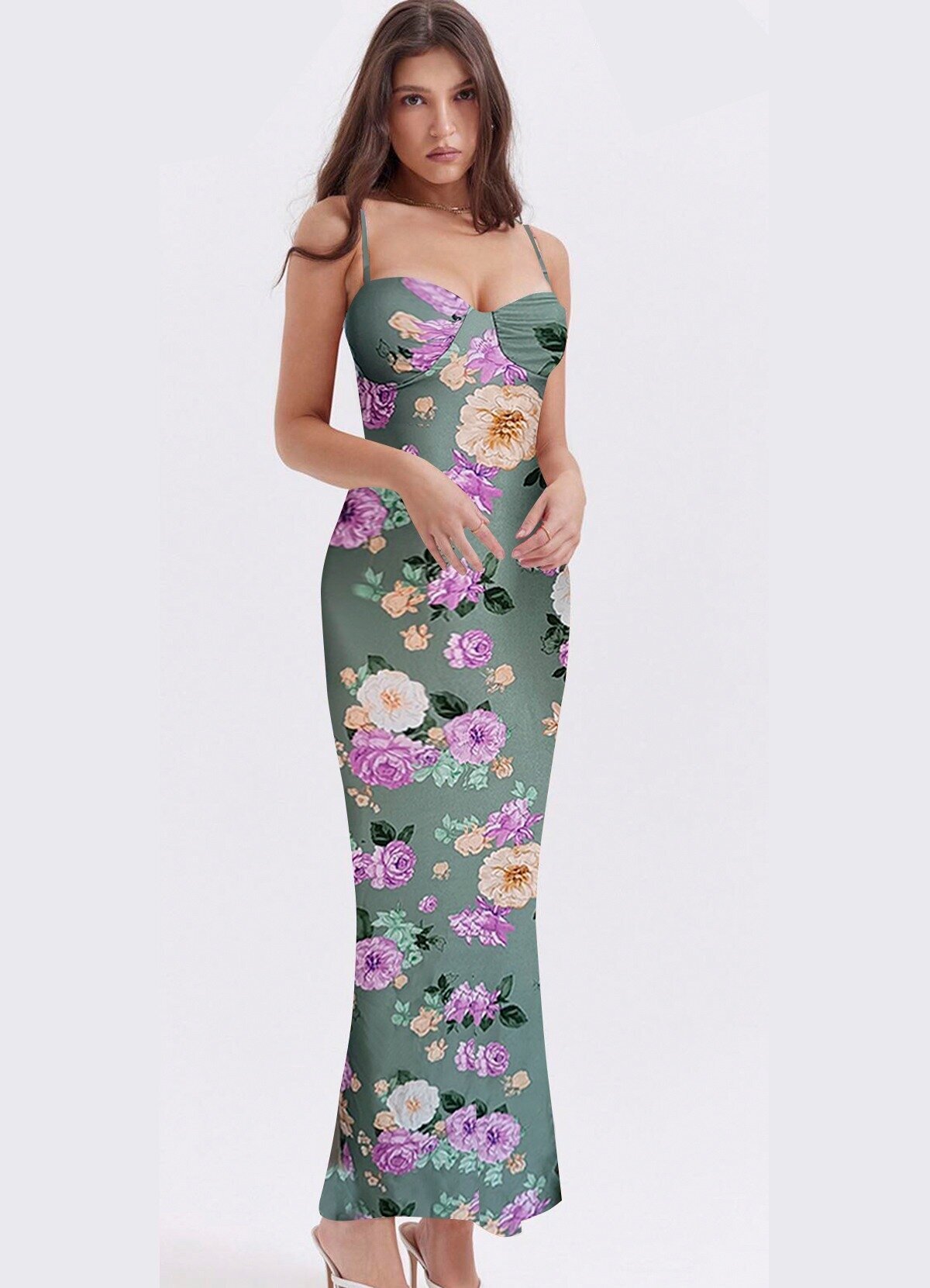 floral maxi φόρεμα τιράντα ελαστικό - Parizianista.gr