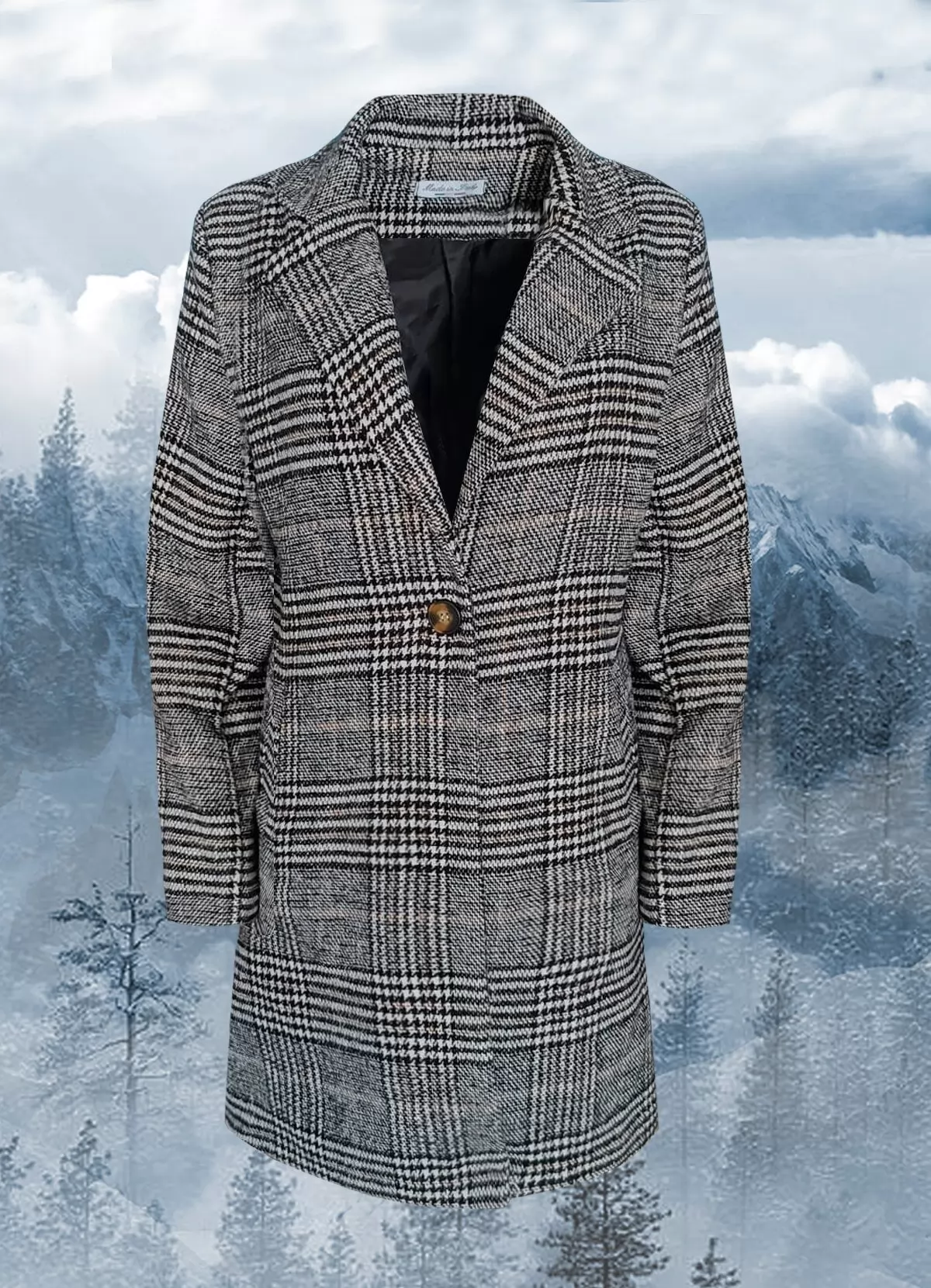 καρό μεσάτο κοντό παλτό με βάτες F/W 2022/23 - Parizianista.gr