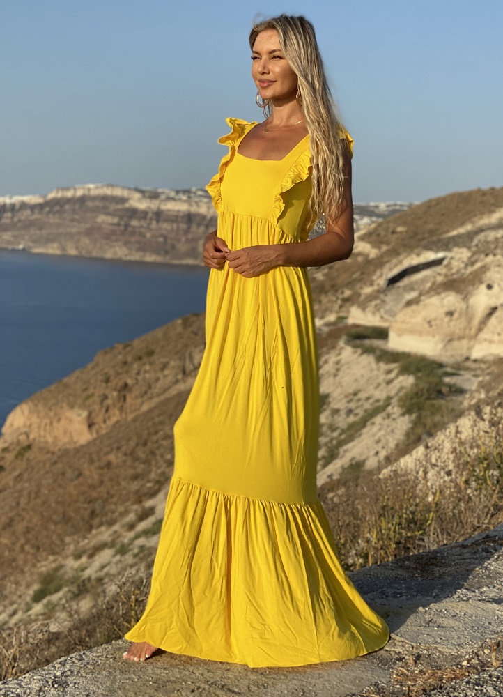 maxi φόρεμα με βολάν λεπτομέρειες - Parizianista.gr